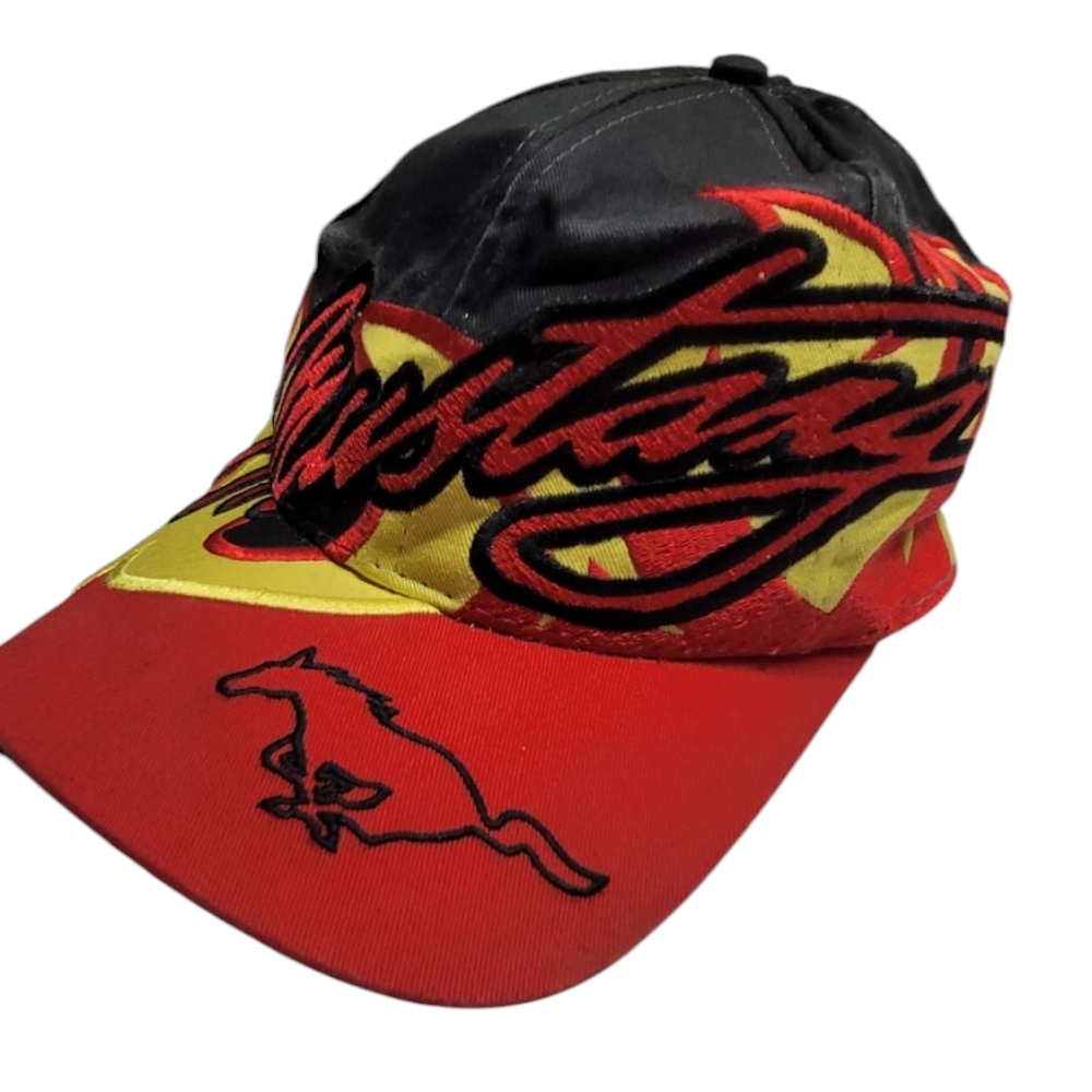 * Mustang baseball cap hat  muscle car theme adjustable strap  red yellow